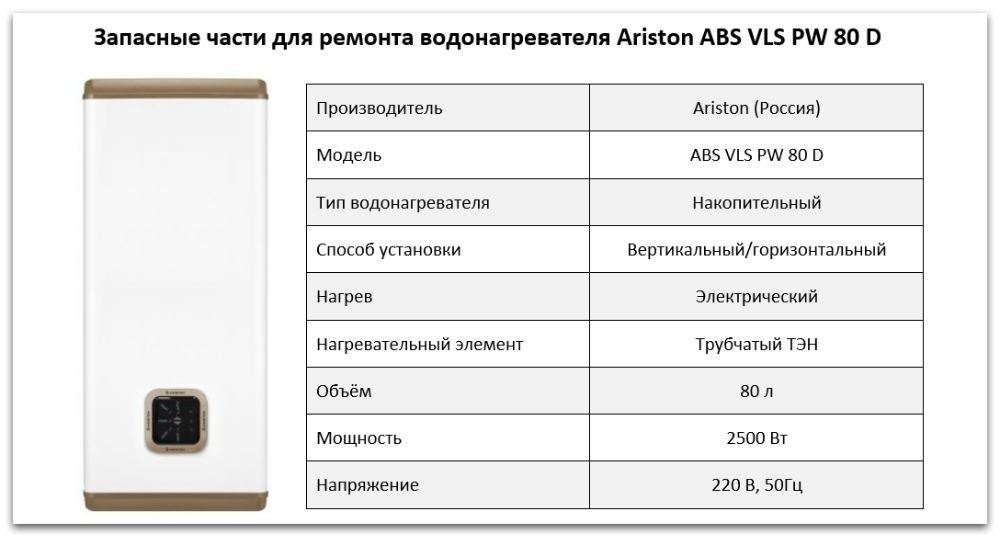 Купить запчасти Ariston ABS VLS PW 80 D в Саратове
