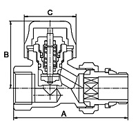 Купить  Клапан радиатора термостат. прямой с преднастройкой и уплотн. PROFactor 