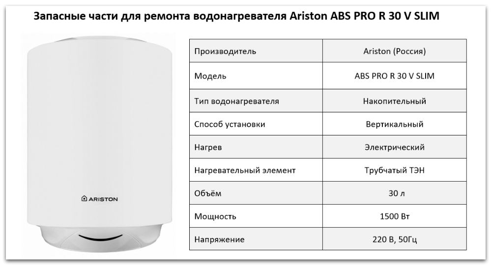 Купить запчасти Ariston ABS PRO R 30 V SLIM в Саратове